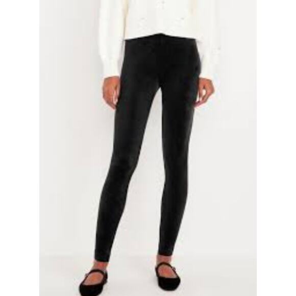 NWT Old Navy High-Waisted Velvet Ankle Leggings Black XL - Picture 1 of 9